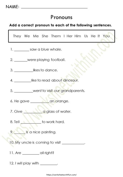 Engaging Pronoun Worksheets for Effective Language Learning