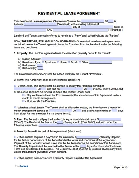 Rental Lease Agreement Templates