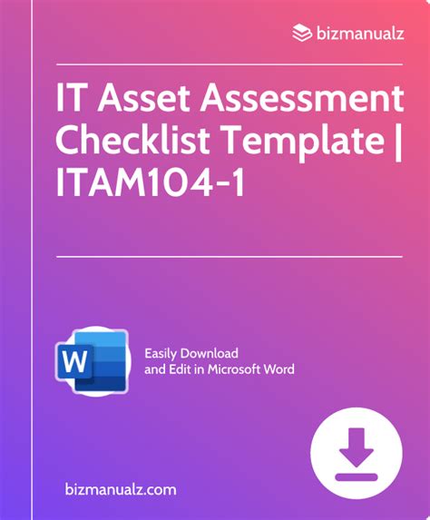 It Asset Assessment Checklist Template Word