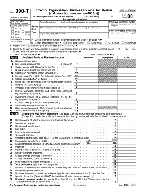 Form 990 T Exempt Organization Business Income Tax Return Fill Out