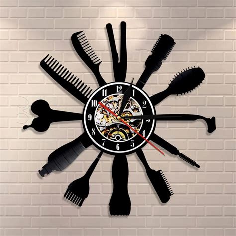 Barber Shop Vinyl Wall Clockvinyl Record Clock Wall Art Black Handmade