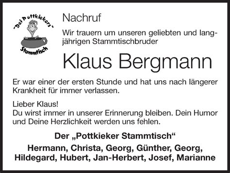 Traueranzeigen Von Klaus Bergmann Om Trauer De