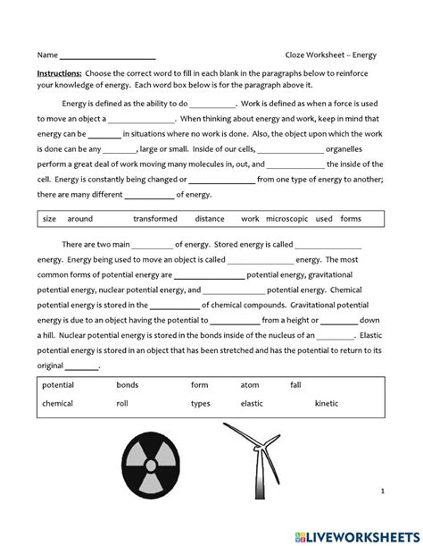 Forms Of Energy Reading Comp Worksheet Worksheet Live Worksheets Worksheets Library