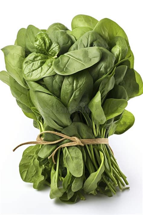 Bundle Of Fresh Spinach Isolated On White Background Created With