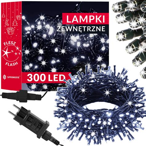 Lampki choinkowe 300 LED 15 m zimny biały flash zewnętrzne