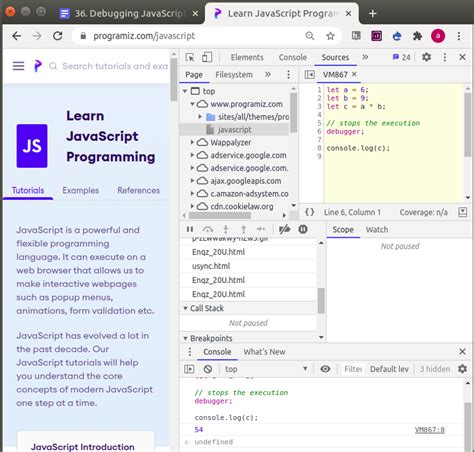 Debugging JavaScript In Browser With Examples