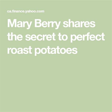 Mary Berry shares the secret to perfect roast potatoes | Perfect roast potatoes, Mary berry ...