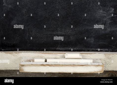 Blank Slate Blackboard And Chalk Stock Photo Alamy