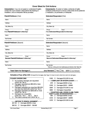 Fillable Online Casesearch Utcourts Cover Sheet For Civil Filing