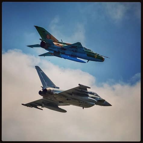 Unique Combo Raf Eurofighter Typhoon Flies In Formation With Romanian