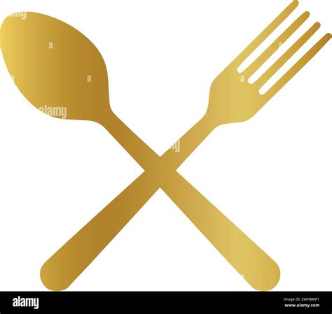 Gold Meal Sign Gold Meal Icon Golden Food Icon Knife Fork Spoon