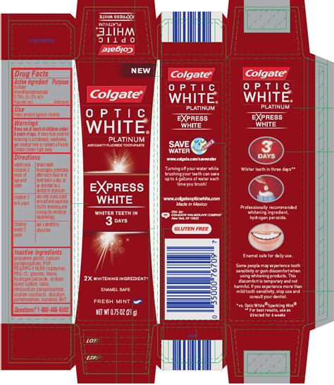 Colgate Optic White Platinum Express White Fresh Mint: Details from the ...