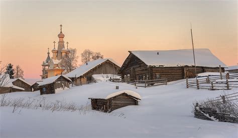 Papeis de parede Rússia Igreja Amanheceres e entardeceres Casa Invierno