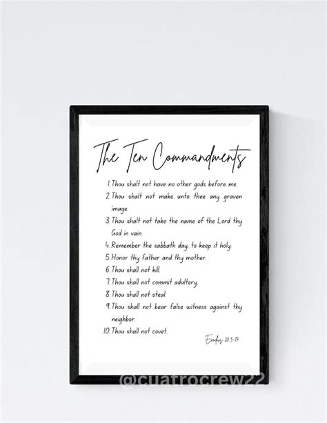 The 10 Commandments Wall Art Exodus 20 Christian Bible Verse