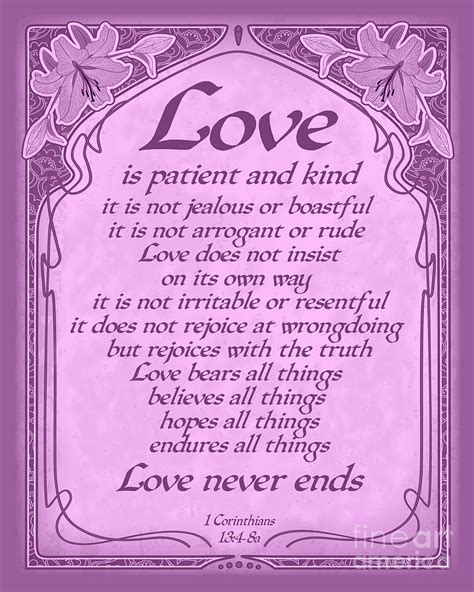 Love Is Patient Radiant Orchid Art Nouveau Style Digital Art By Ginny