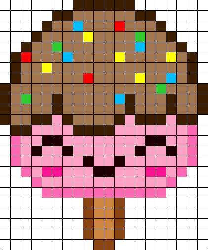 Ice Cream Perler Bead Pattern | Bead Sprites | Food Fuse Bead Patterns