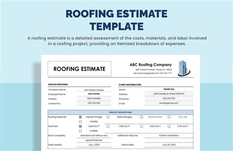 Free Printable Roofing Estimate Template Printable World Holiday The