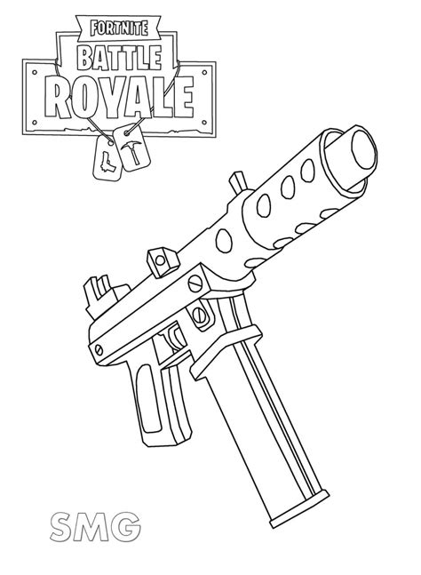 Pistola Ametralladora Fortnite Para Colorear Imprimir E Dibujar