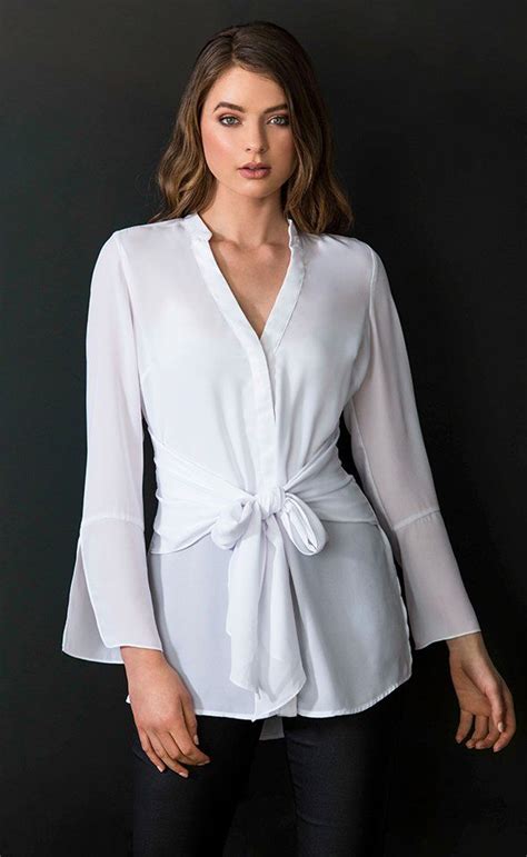 Premium Tie Waist Shirt White Buy Dress Tops Tie Waist Shirt