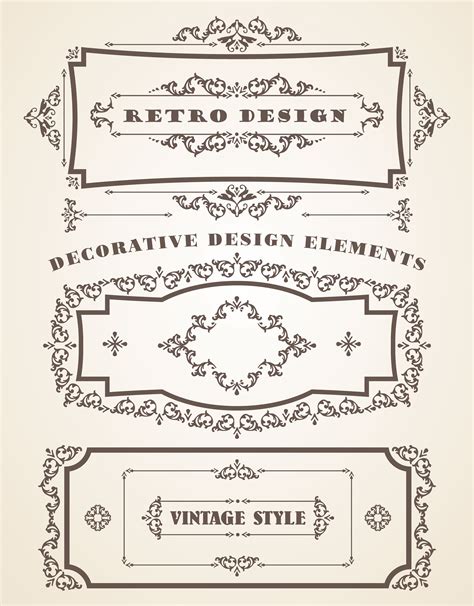 Set of Retro Vintage Frames and Borders. 300943 Vector Art at Vecteezy