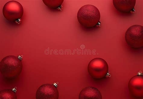 Red Christmas Ornaments Frame on Red Background Stock Illustration ...