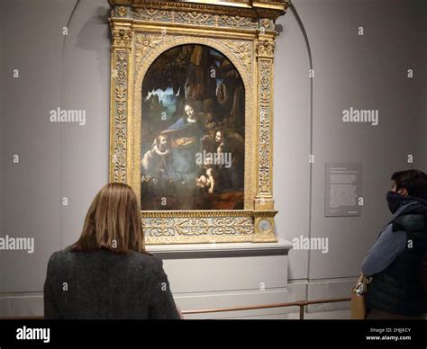 visitors studying  virgin   rocks  italian renaissance