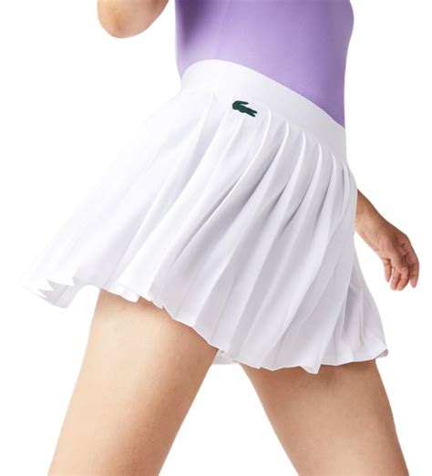 Lacoste SPORT Built In Short Pleated Tennis Skirt White Green