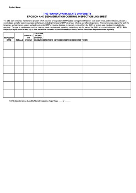 Erosion Control Inspection Form