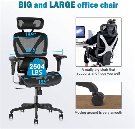 Buy GABRYLLY Ergonomic Office Chair Large Mesh Chair With Lumbar