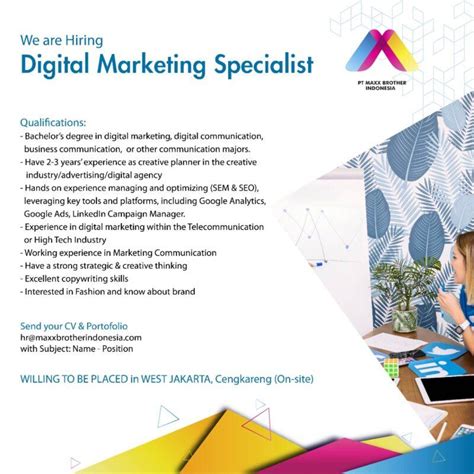 Lowongan Kerja Digital Marketing Specialist Content Creator Talent