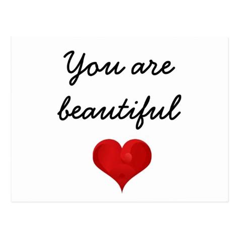 You are beautiful Handwriting Typography Red Heart Postcard | Zazzle ...