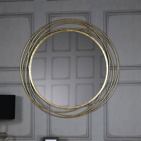 Extra Large Round Antique Gold Circle Swirl Mirror Vintage Chic Living