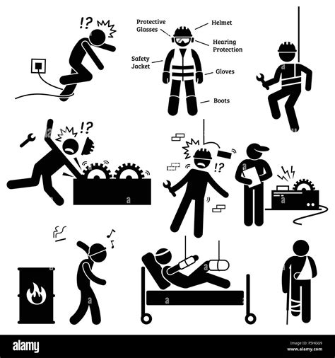 Occupational Safety And Health Worker Accident Hazard Pictogram Stock