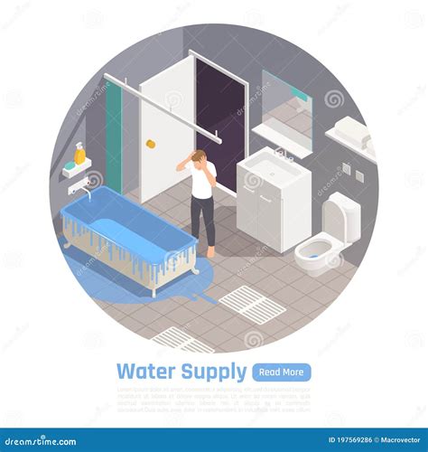 Water Supply Isometric Composition Stock Vector Illustration Of