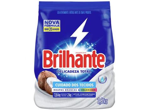 Sabão em Pó Brilhante Delicadeza Total Roupas Brancas e Coloridas