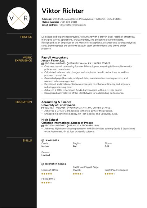 Payroll Accountant Resume Example Kickresume