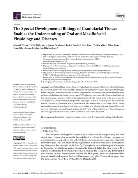 PDF The Special Developmental Biology Of Craniofacial Tissues Enables