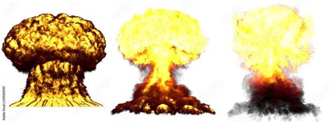 3D illustration of explosion - 3 big very high detailed different ...