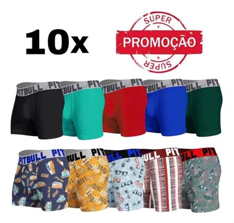 Kit 10 Cuecas Box Boxer Masculina Adulto Pitbull Atacado MercadoLivre