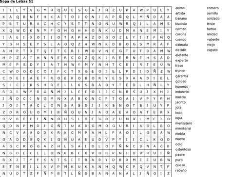 Pasatiempos para Imprimir Sopa de Letras nº 51