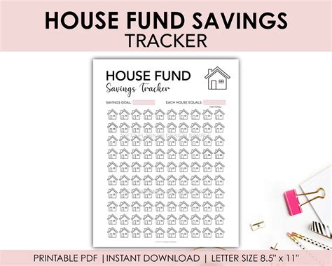 House Saving Tracker Printable House Fund Savings Tracker Etsy Uk