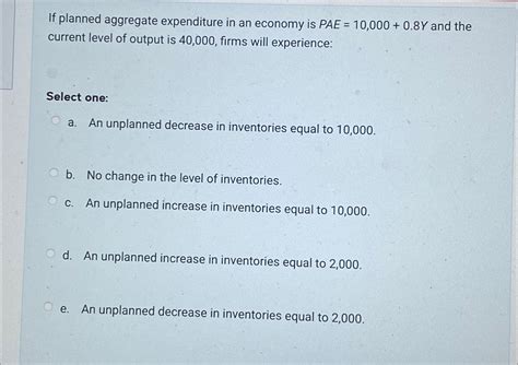 Solved If Planned Aggregate Expenditure In An Economy Is Chegg