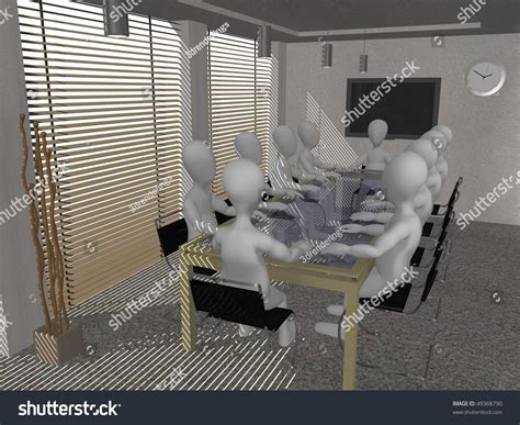 3d Render Cartoon Character Conference Room Stock Illustration 49368790 ...