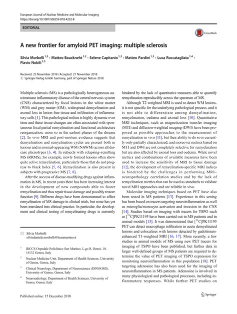 Pdf A New Frontier For Amyloid Pet Imaging Multiple Sclerosis