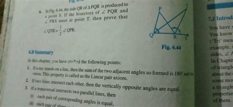 In Fig The Side Qr Of Pqr Is Produced To A Point S If The Bis