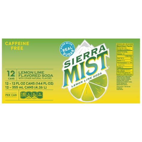 Sierra Mist Lemon Lime Flavored Soda SmartLabel