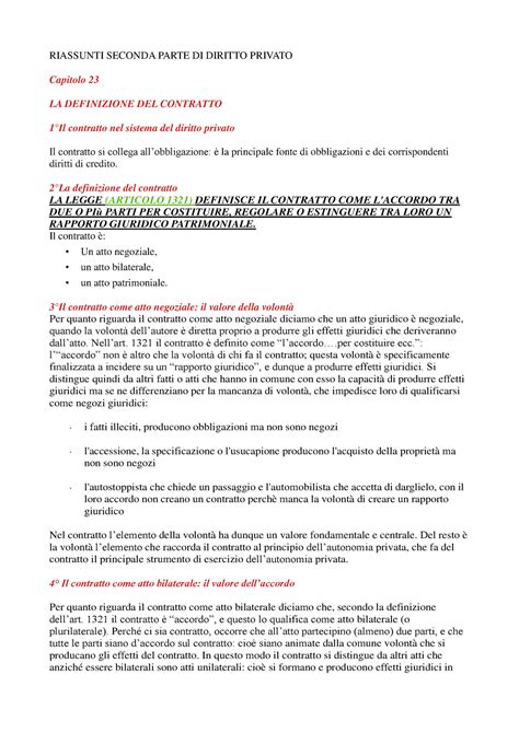 Diritto Privato Riassunti Seconda Parte RIASSUNTI SECONDA PARTE DI