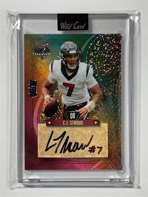 C J Stroud Wild Card Card Stud Rainbow Sparkle Rookie Auto