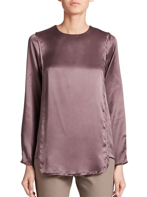 Piazza Sempione Paneled Silk Blouse In Purple Dark Purple Lyst