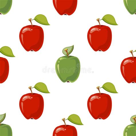 Vector Set Of Apples With Green Leaf On A Plate Organic And Green